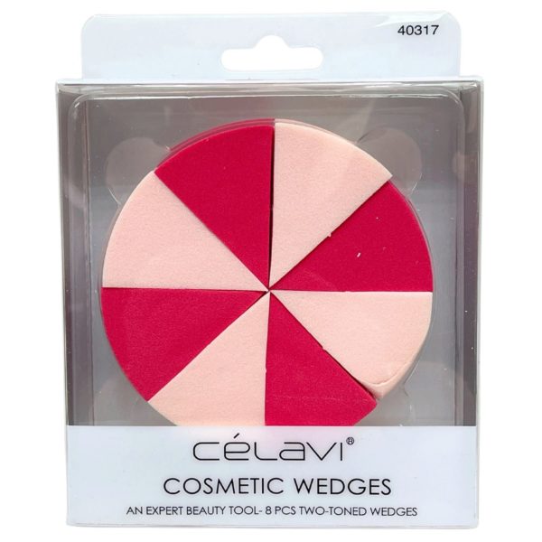 Celavi 8 Piece Cosmetic Wedge Makeup Sponges in Pink and Red