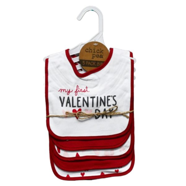 5 Pack My First Valentine Bibs
