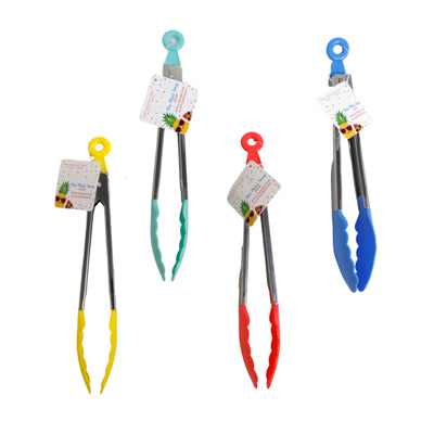 Tongs Metal W/pp Head 4ast Summer Colors 10.125in L/ht