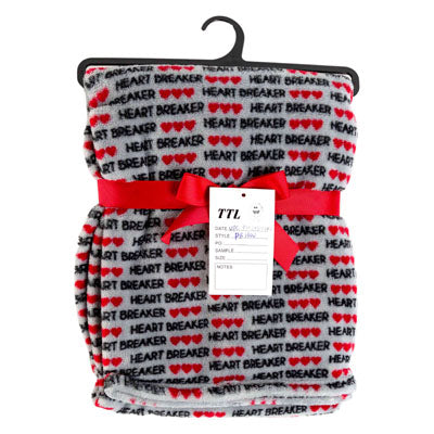 Pet Blanket Heart Breaker Gray 30 X 40 On Hanger *19.99*
