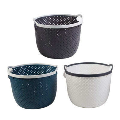 Storage Basket Round W/handle 10 X 7.6 X 8.2in 3ast Colors