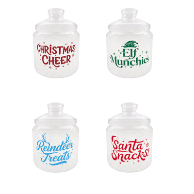 Candy Apothecary Jar 4ast Christmas Prints 6x4in Plastic/label