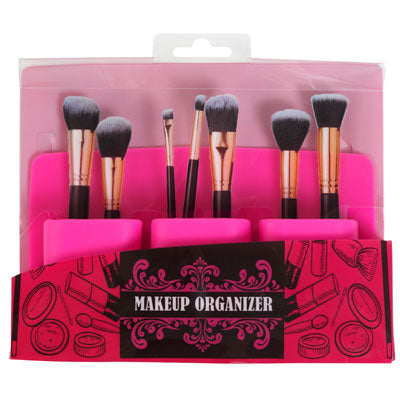 Makeup Brush Organizer 3 Pocket Miracle Cling/hot Pink Silicone 8.86 X 5.12 X 1.38in/pvc Pinkhba