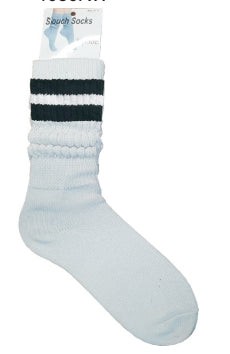 Women's Ribbed Heavy Weight Slouch Socks - White w/ Black Stripes