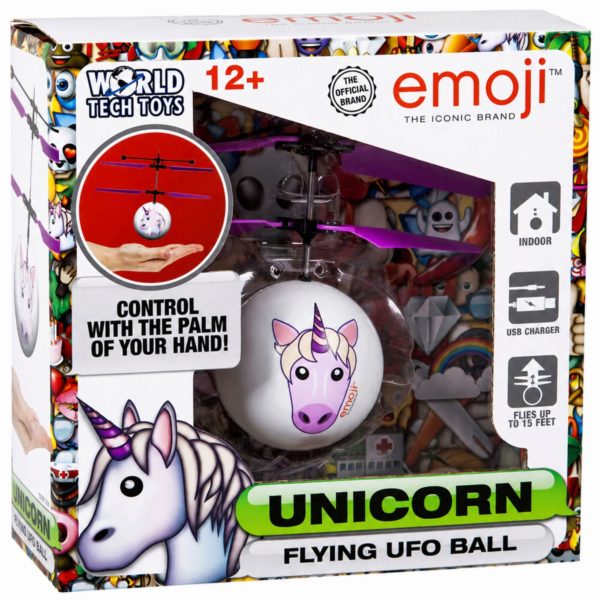 World Tech Toys Unicorn Emoji Motion Sensing Rechargeable UFO Ball Helicopter