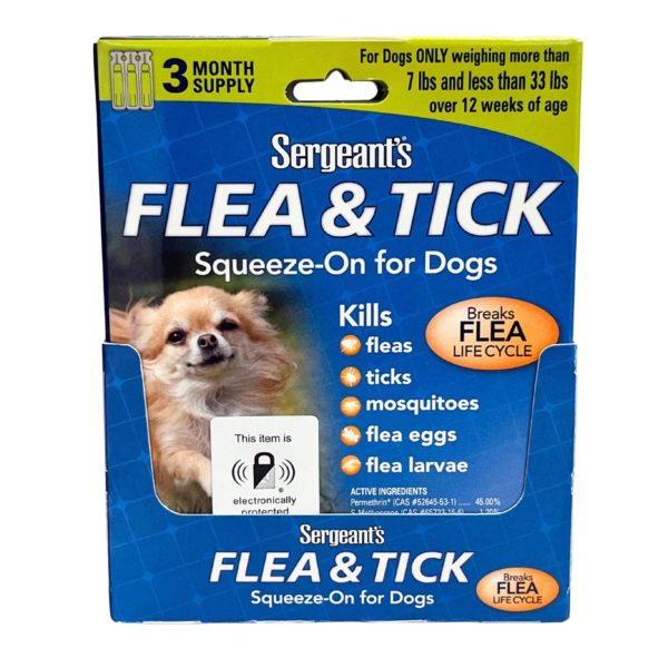 Sergeant's 3 Month Supply Flea & Tick Squeeze-On Treatment for Dogs Under 33 lbs