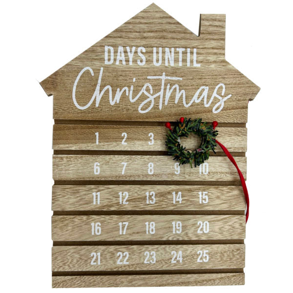Hanging Christmas Countdown House Shape Calendar with Pendant Wreathe