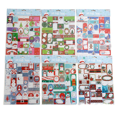 Gift Tags 60ct Laser Christmas 6ast 24pc Mdsg Strip Xmas Pb/insert Hdr Pbslv