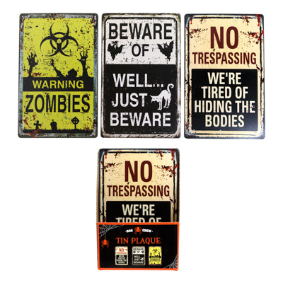 Wall Plaque Tin Halloween Printed Decor 3 Ast 11.8 X 7.87in /24pc Pdq / Label
