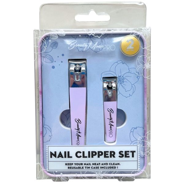 Beauty Muse Pro 2 Size Nail Clipper Set in Metal Case in Light Purple