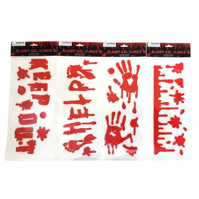 Gel Cling Stickers Bloody 4ast 5.375 X 13.5 Hlwn Pbh