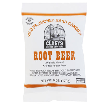 Claey's Old Fashioned Hard Candies Root Beer 6 Oz Peg Bag