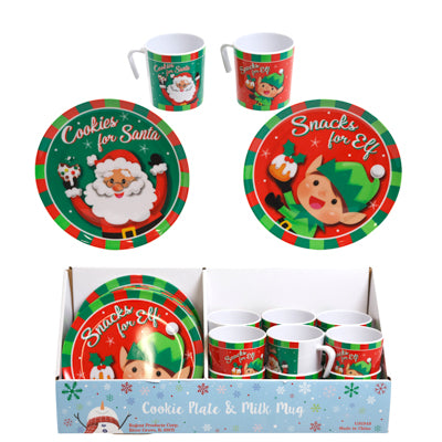 Cookies For Santa Melamine 10 Oz Mug And 8in Plate/ 2asst Patterns In 36pc Pdq