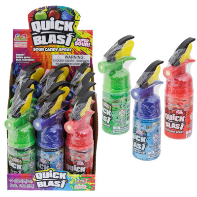 Candy Spray Sour Quick Blast Fire Extinguisher 12pc 3 Assorted Flavors Counter Display