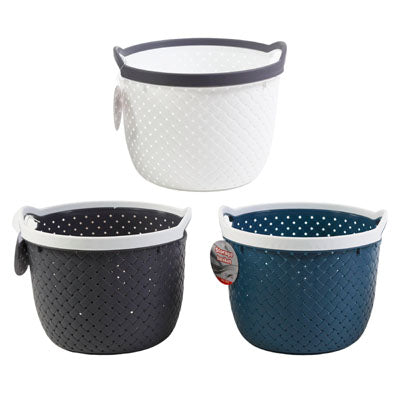 Storage Basket Round W/handle 5.5 X 5.5 X 7.3 3 Asst Colors