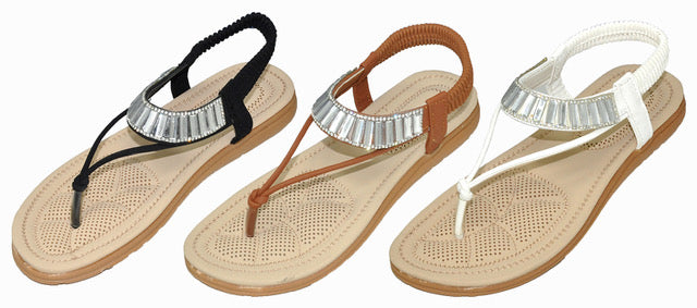 Women's Gladiator Sandals w/ Embroidered Jems & Soft Footbed