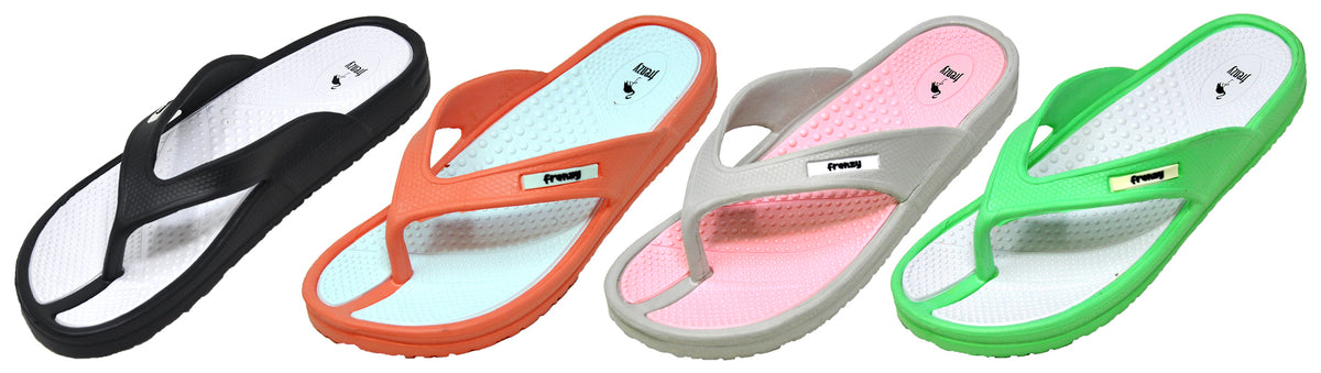 Women's Active Wedge Thong Slide Sandals w/ Soft Footbed