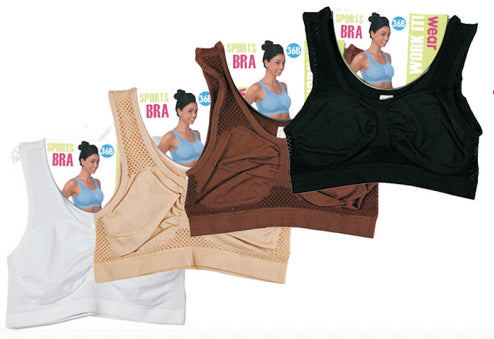 Full Support Mesh Sports Bras - Neutral Colors