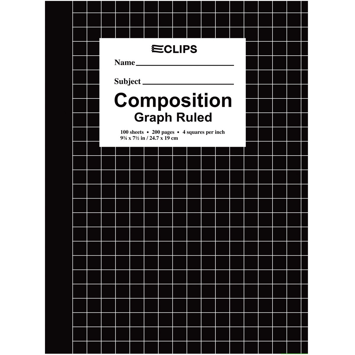 Black Composition Notebook - Quad-ruled - 100 sheets