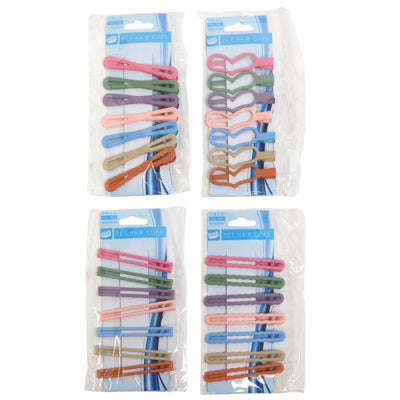 Hair Clips 7ct Multi-color 4ast Styles Heart/rectangle/2loop/wavy Powdercoat Finish Tcd In Polybag