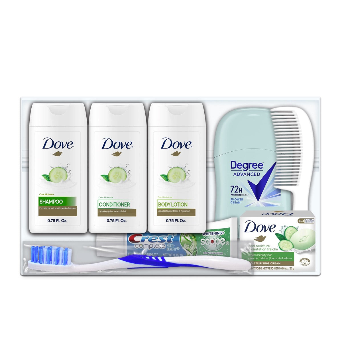 8 PC. Dove Essential Hygiene & Toiletry Kit
