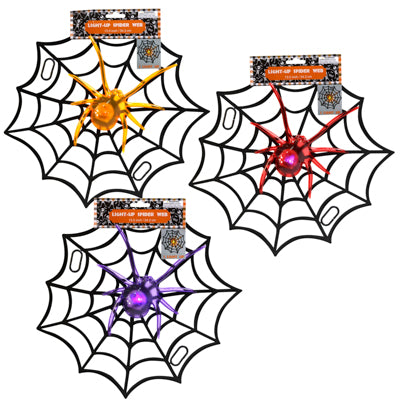 Web W/ Led Spider Plastic Hanging Decor 13.5in 3 Ast Clr Hlwn/ Header