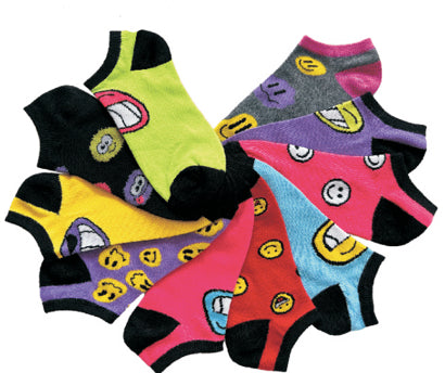Women's No Show Novelty Socks - Emoji Print - 10-Pair Packs - Size 9-11