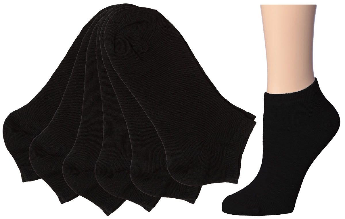 Women's Black Low Cut Socks - Size 9-11 - 6-Pair Packs