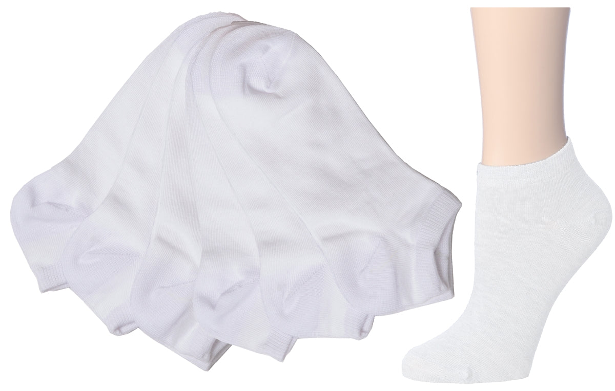Women's White Low Cut Socks - Size 9-11 - 6-Pair Packs