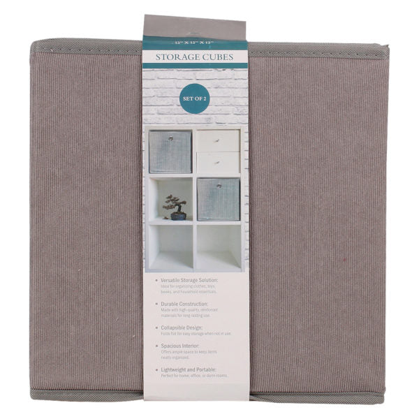 2 Pack 11.5 " Gray Foldable Fleece Cube Storage Organizer