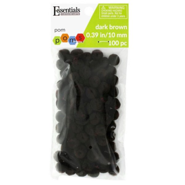 Essentials By Leisure 100 Count 10mm Dark Brown Craft Pom Poms