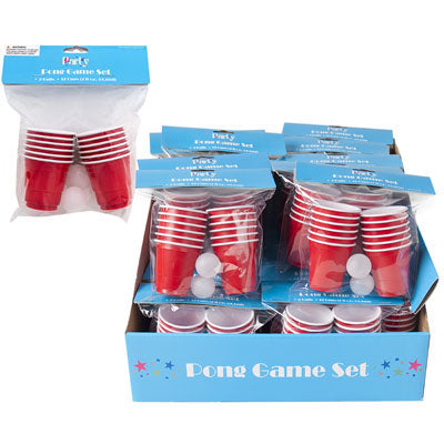 Mini Pong Red Cup Party Game 2 Balls/12 Cups In Pbh 24 Sets/pdq