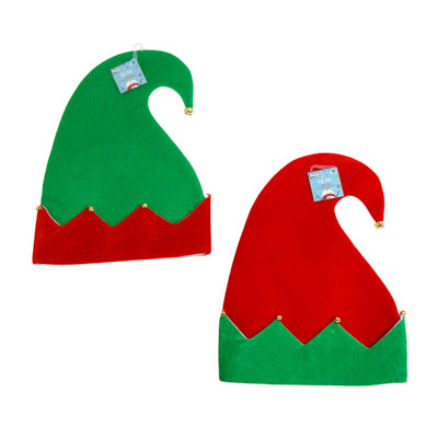 Elf Hat Velvet 11.8wx14.5h Green Trim W/bells Ht/jhook