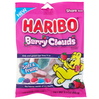 Haribo Gummy Berry Clouds 3.1 Oz Peg Bag
