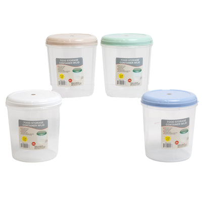 Food Storage Container Round 3-qt 4 Lid Colors Clear Bottom