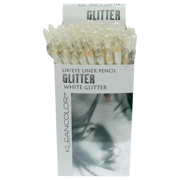 Klean Color Long White Glitter Pencil with Sharpener in Display