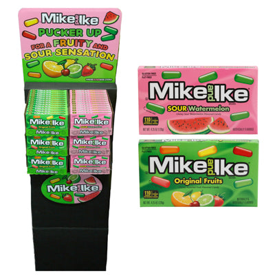 Mike & Ike Original Fruit And Sour Watermelon 4.25 Oz Theater Box Floor Display