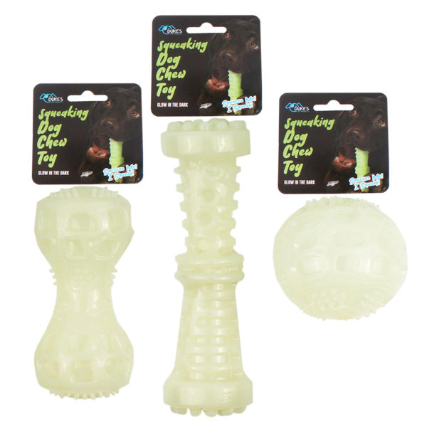 Glow in the Dark Squeaking Dog Chew Toy Assortment