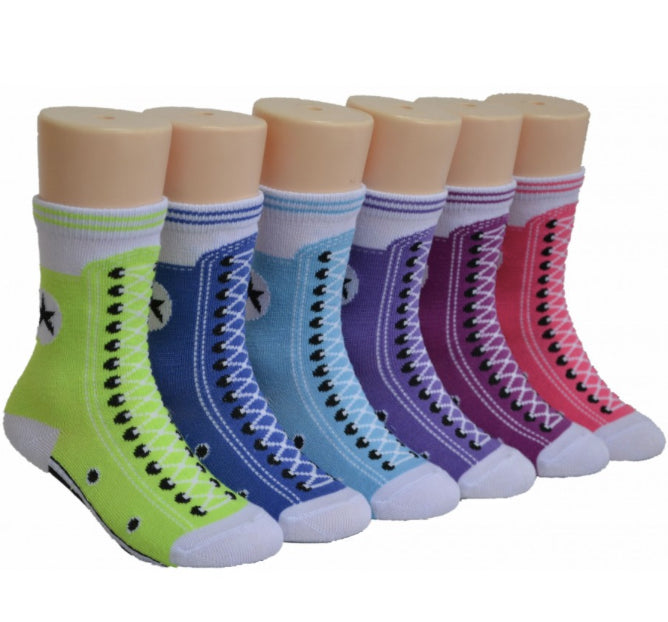Boy's & Girl's Sneaker Print Crew Socks - Size 6-8