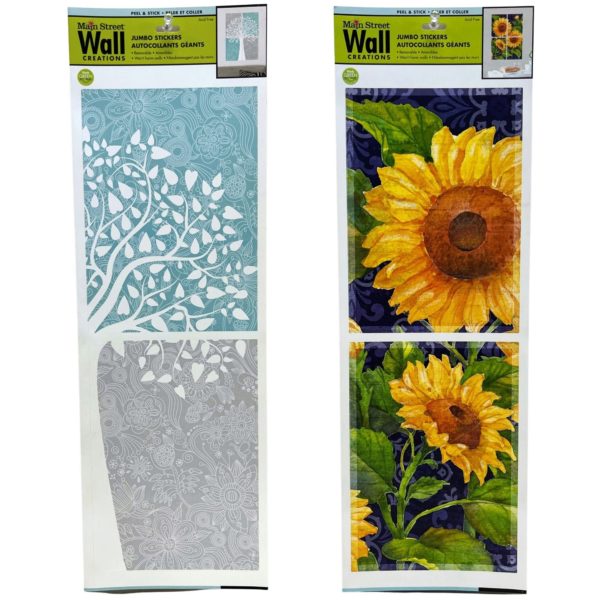 Main Street Wall Creations Translucent Wall Decal Stickers in Floral Designs Assortment