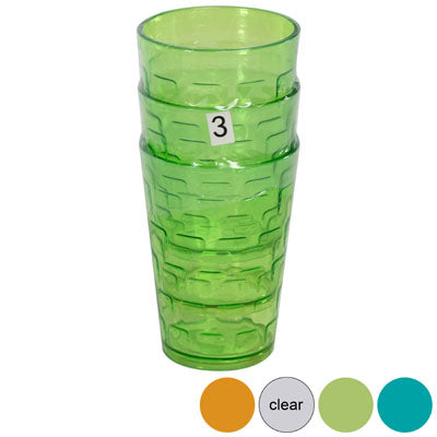 Tumblers Glass-look 4 Colors 3pk 8 Oz In A White Pdq