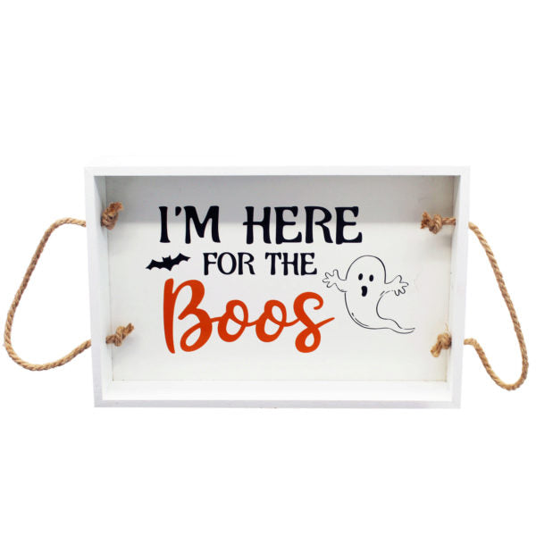 Here For the Boos Wood Ghost Serving Tray