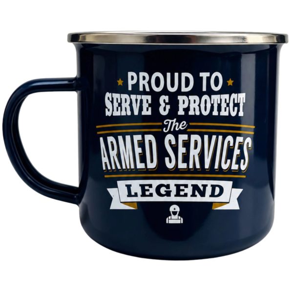 Top Guy Enamel Mug with Armed Services Design