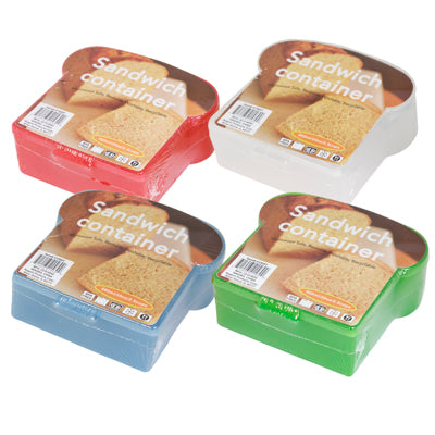 Sandwich Container W/hinged Top Plastic 24pc 4 Colors 2.5 Cup Counter Display