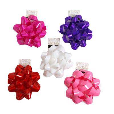 Gift Bow Jumbo 6in Star 4-5ast Colors