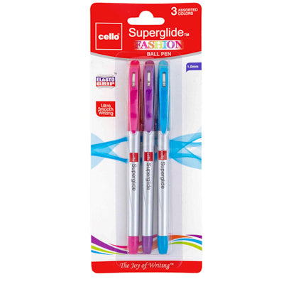 Pens 3ct Fashion Color Ink 1.0mm Super Glide Carded Ref # Bpsgas1003