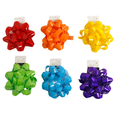 Gift Bow Jumbo 6in Star 6ast Colors