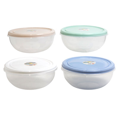 Food Storage Bowl Lg 6.5 Litre/6.9 Qt 4 Lid Colors Clear Bottom