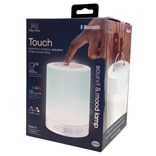 Play Nice Multi-Color Touch Lamp Blueotooth Speaker in White