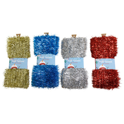 Garland Tinsel 50ft Christmas 4asst Colors Wrapcard/peggable